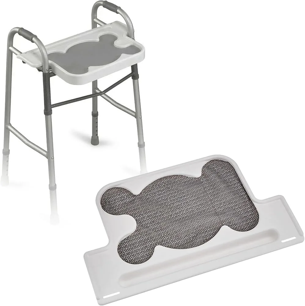sammons preston bariatric walker tray clip on surface with cup holders